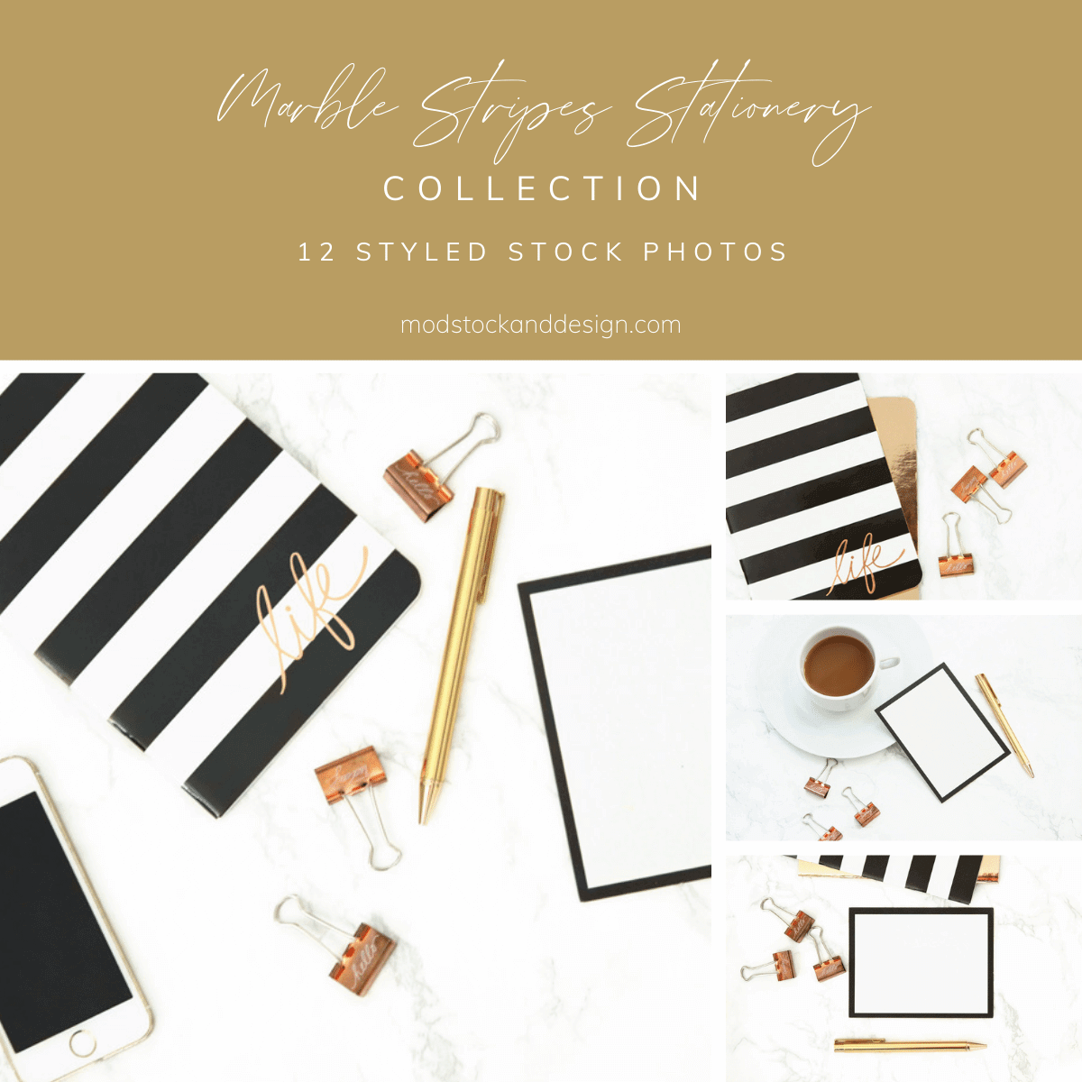 Marble Stripes Stationery Preview