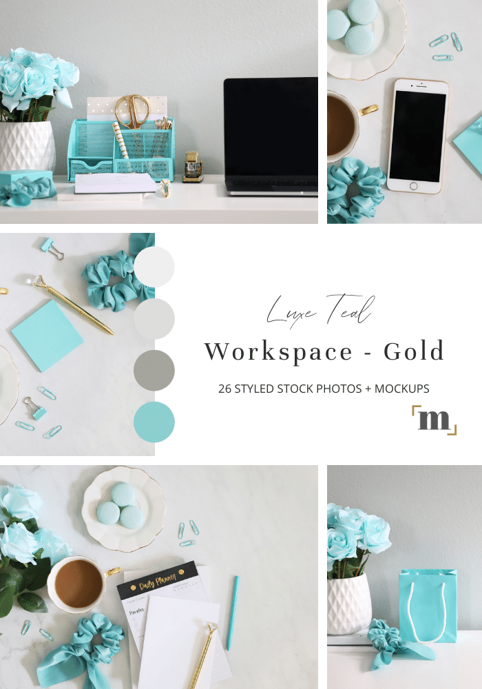 Luxe Teal Workspace Gold Collage