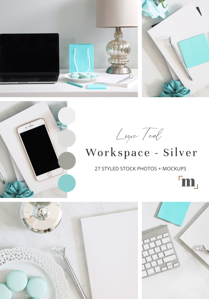 Luxe Teal Workspace Silver Collage