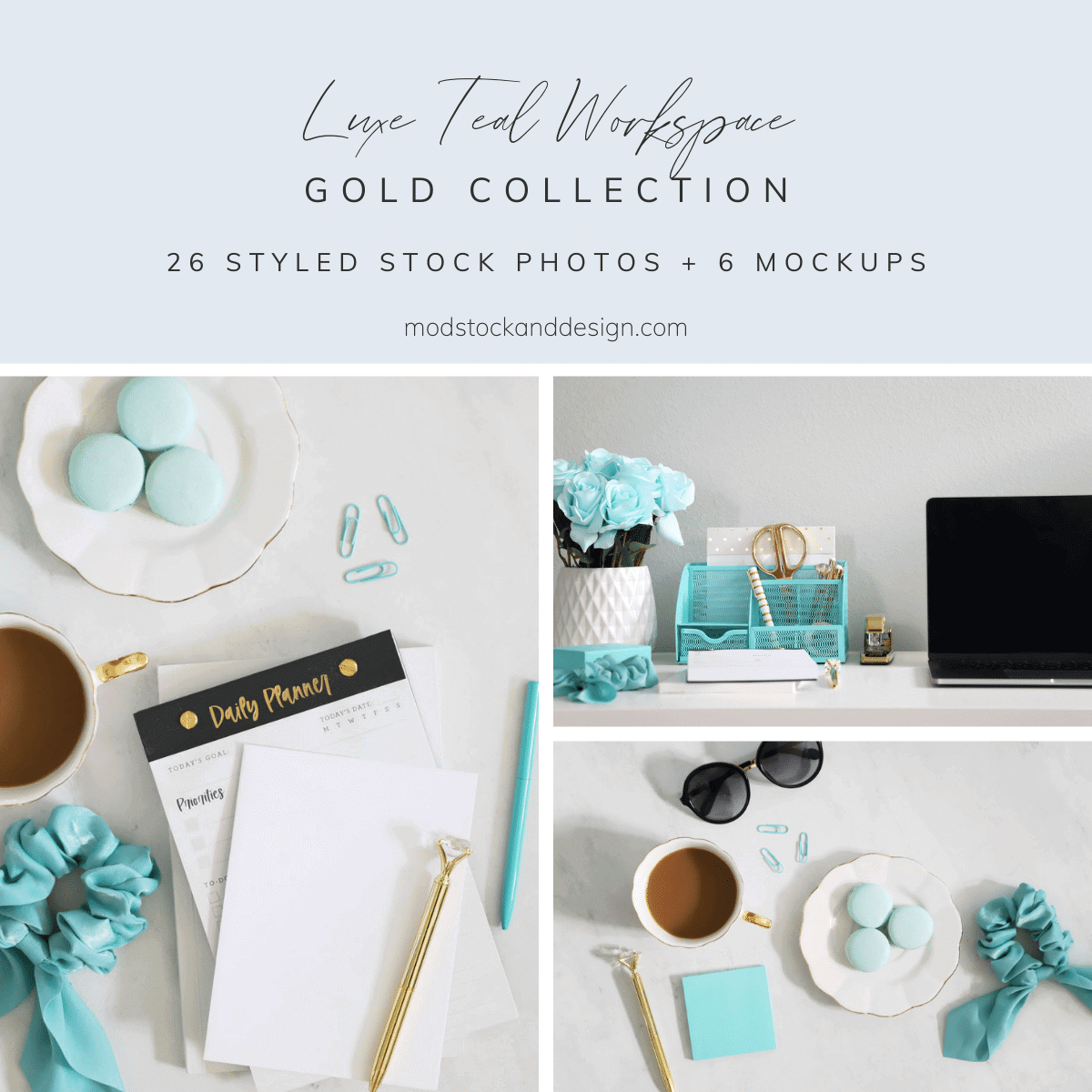 Luxe Teal Workspace Gold